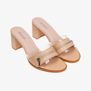 Giày sandal cao gót 7cm trang trí dây khoá kéo SD07011