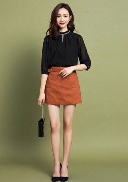 LS657 Áo sơ mi tay lửng cổ đính đá