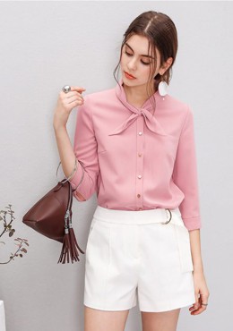 LS656 Sơ mi nữ cổ bèo tay lỡ hè 2017