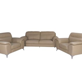 Sofa da Malaysia 1+1+3, màu xám nhạt