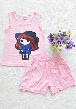 Đồ Bộ Bé Gái Hè In Búp Bê Hồng Phấn Nhí 