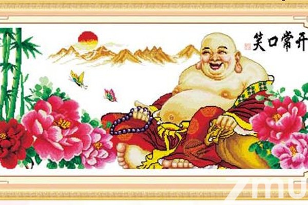 Tranh thêu chữ thập phật di lặc