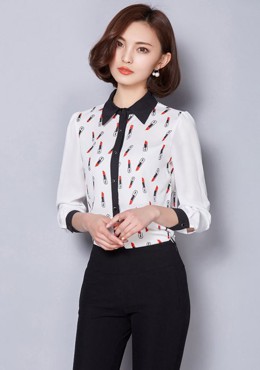 LS624 Áo sơ mi hoạ tiết “thỏi son”