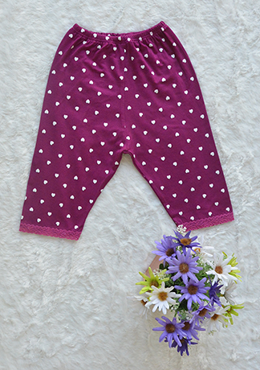 Quần Legging Bé Gái Cotton Trái Tim Tím