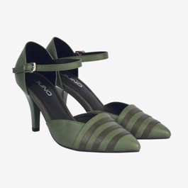 Giày cao gót 9cm mũi nhọn trang trí đường kẻ ngang CG09059