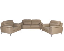 Sofa da Malaysia 1+1+3, màu xám nhạt