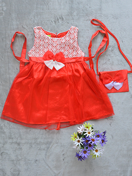 Đầm Lưới Bé Gái Túi Đeo Xuân Đỏ 