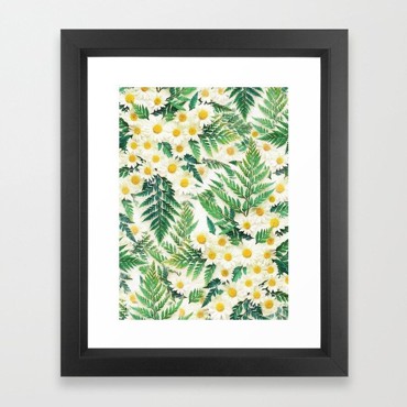 Khung Tranh Dương Xỉ và Hoa Cúc