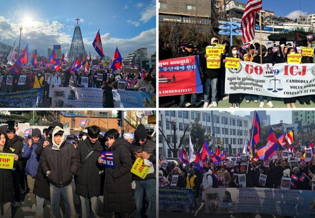 សហគមន៍​ខ្មែរ​នៅ​កូរ៉េ​ខាងត្បូង​ជាង ២​ពាន់​នាក់​ប្រមូលផ្តុំ​គ្នា​ធ្វើ​បាតុកម្ម​សម្តែង​មតិ​ថ្កោលទោស​ការ​ឈ្លានពាន​យ៉ាង​សាហាវព្រៃផ្សៃ​របស់​កងទ័ព​ថៃ​មក​លើ​ដែន​អធិបតេយ្យ​កម្ពុជា