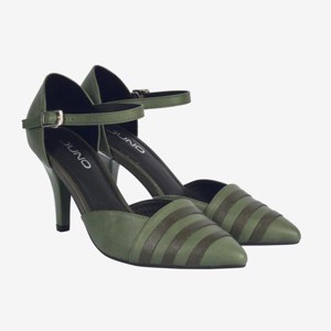 Giày cao gót 9cm mũi nhọn trang trí đường kẻ ngang CG09059