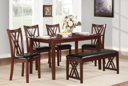 Cherry and Black 6 Piece Traditional Dining Set with Bench - Luna Collection