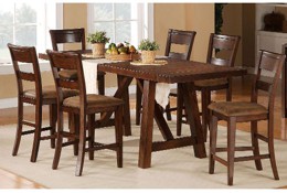 5 Piece Dining Set - Transitional Veca Burnished Mango