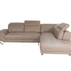 Sofa da Malaysia góc phải, màu xám đậm 