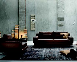 Sofa da Italia 1+1+3, màu socola