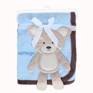      CHĂN BÔNG 2 LỚP MAMAGO ĐÍNH CHÚ GẤU MM06