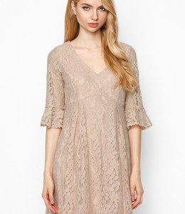 Đầm Ren Cổ Tim Tay Loe