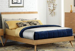 Light Ash Mid-Century Modern Queen Platform Bed - Anika