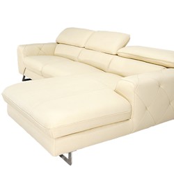 Sofa da thật góc phải, màu be