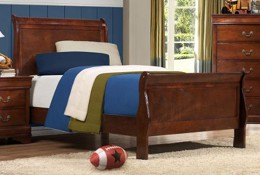 Brown Cherry Traditional Twin Sleigh Bed - Mayville