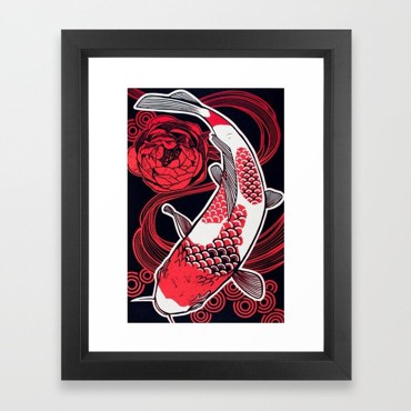 Khung Tranh Cá Chép và Mẫu Đơn