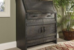 Descano Distressed Chocolate Brown Drop Lid Desk