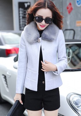 MT46 Áo dạ nữ dáng ngắn cổ lông