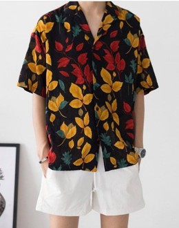 Áo sơ mi hoạ tiết lá cây