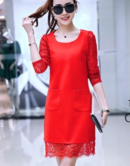 Đầm suông tay ren 2 túi