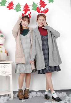 អាវរោមចៀមដែលមានក្រណាត់ មានហោប៉ៅ 2 (ត្នោតខ្ចី ប្រផេះ ត្នោត)