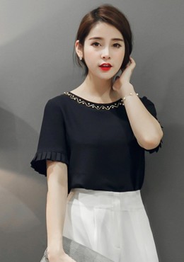 LS637 Áo kiểu thời trang cổ tròn tay xoè