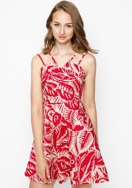Đầm Dây Họa Tiết Đỏ