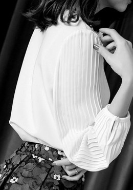 LS651 Sơ mi trắng tay xếp li