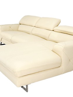 Sofa da thật góc phải, màu be