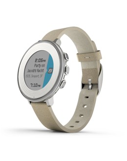 Đồng hồ thông minh Pebble Time Round 14mm - BẠC (quai da XÁM)