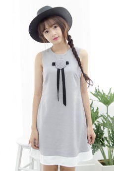 Đầm suông thắt nơ