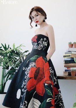 Đầm xòe cúp ngực in hoa