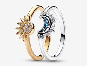 Celestial Sparkling Sun and Moon Ring Set