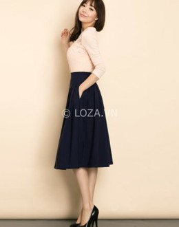 C522 Chân váy midi xếp li