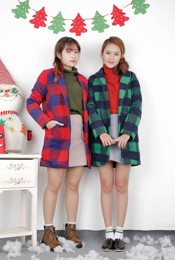 áo khoác dạ kẻ ô trần bông ( đen . xanh rêu , đỏ )