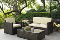 Palm Harbor Sand/Dark Brown Loveseat, Arm Chair and Table