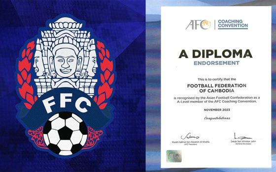 សហព័ន្ធកីឡាបាល់ទាត់កម្ពុជា ត្រូវបានAFC ទទួលស្គាល់ជាសមាជិកកម្រិត A-License