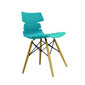 Ghế nhựa màu xanh ngọc, chân gỗ