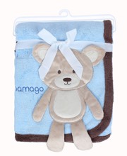      CHĂN BÔNG 2 LỚP MAMAGO ĐÍNH CHÚ GẤU MM06