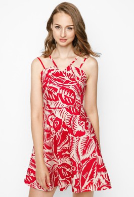 Đầm Dây Họa Tiết Đỏ