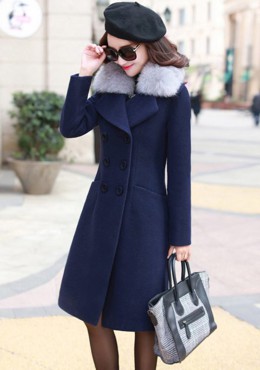 MT49 Áo choàng cổ lông-Áo măng tô dạ dài