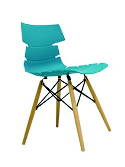 Ghế nhựa màu xanh ngọc, chân gỗ