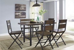 6 Piece Dining Set - Reclaimed Wood and Metal Contemporary Counter Height