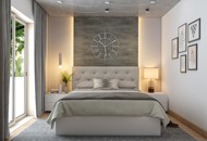 An Off White Bedroom With An Hydraulic Lift Space-Saving Bed