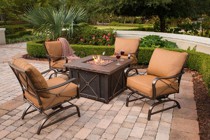 Hanover Outdoor Summer Nights 5 Piece Fire Pit Lounge Set